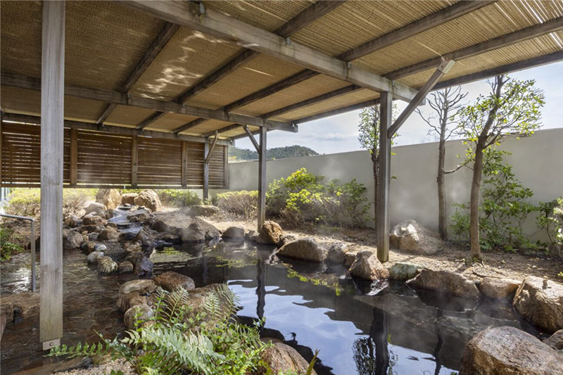 Yurayura Onsen, a hot spring open-air bath made of rock